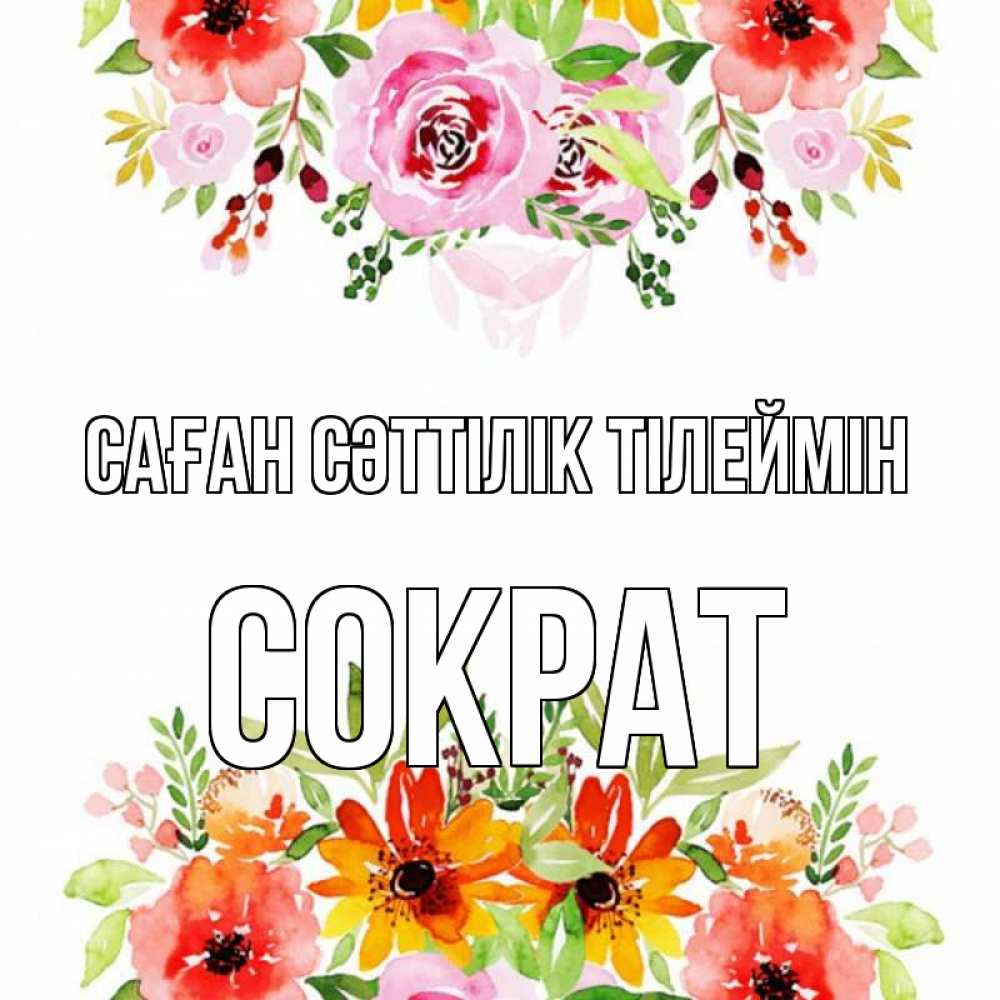 Күн сайын ашық хат с именем, Сократ Саған сәттілік тілеймін открытка с цветами акварелью Онлайн тегін жүктеп алу тілектері бар керемет карта 