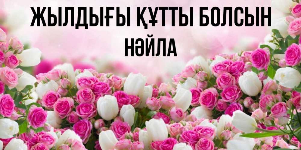 Күн сайын ашық хат с именем, НӘЙЛА Жылдығы құтты болсын открытка с разными розами Онлайн тегін жүктеп алу тілектері бар керемет карта 