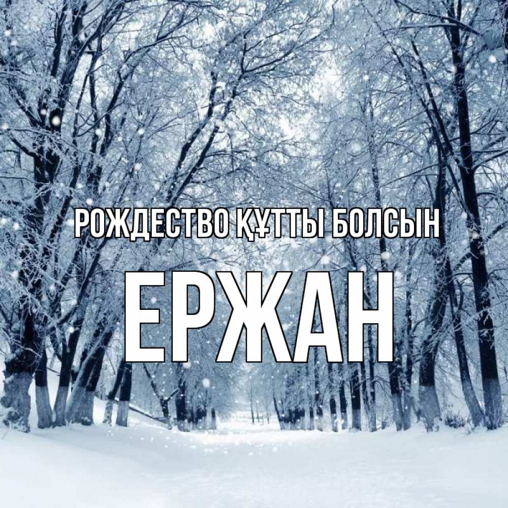 Күн сайын ашық хат с именем, Ержан Рождество құтты болсын снег, лес, парк Онлайн тегін жүктеп алу тілектері бар керемет карта 
