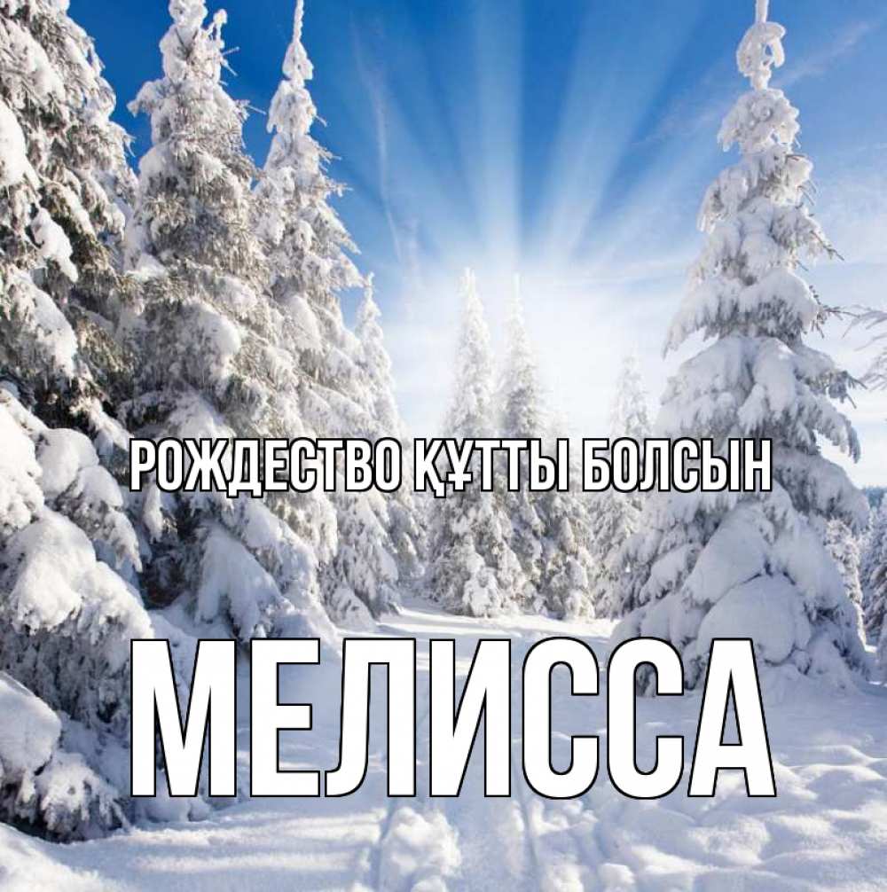 Күн сайын ашық хат с именем, Мелисса Рождество құтты болсын зима, лес Онлайн тегін жүктеп алу тілектері бар керемет карта 