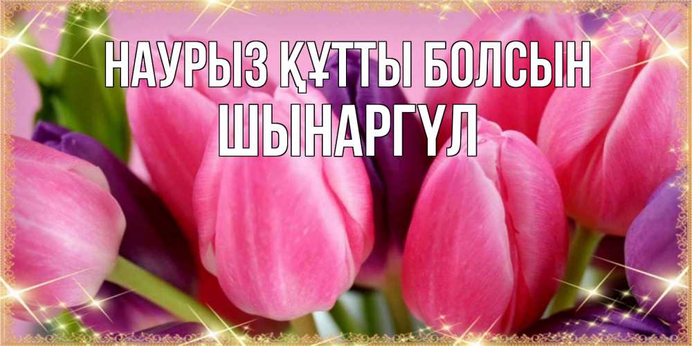 Күн сайын ашық хат с именем, ШЫНАРГҮЛ Наурыз құтты болсын тюльпаны для женщины на международный женский день Онлайн тегін жүктеп алу тілектері бар керемет карта 