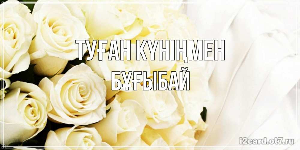 Күн сайын ашық хат с именем, Бұғыбай Туған күніңмен белые розы в букете Онлайн тегін жүктеп алу тілектері бар керемет карта 