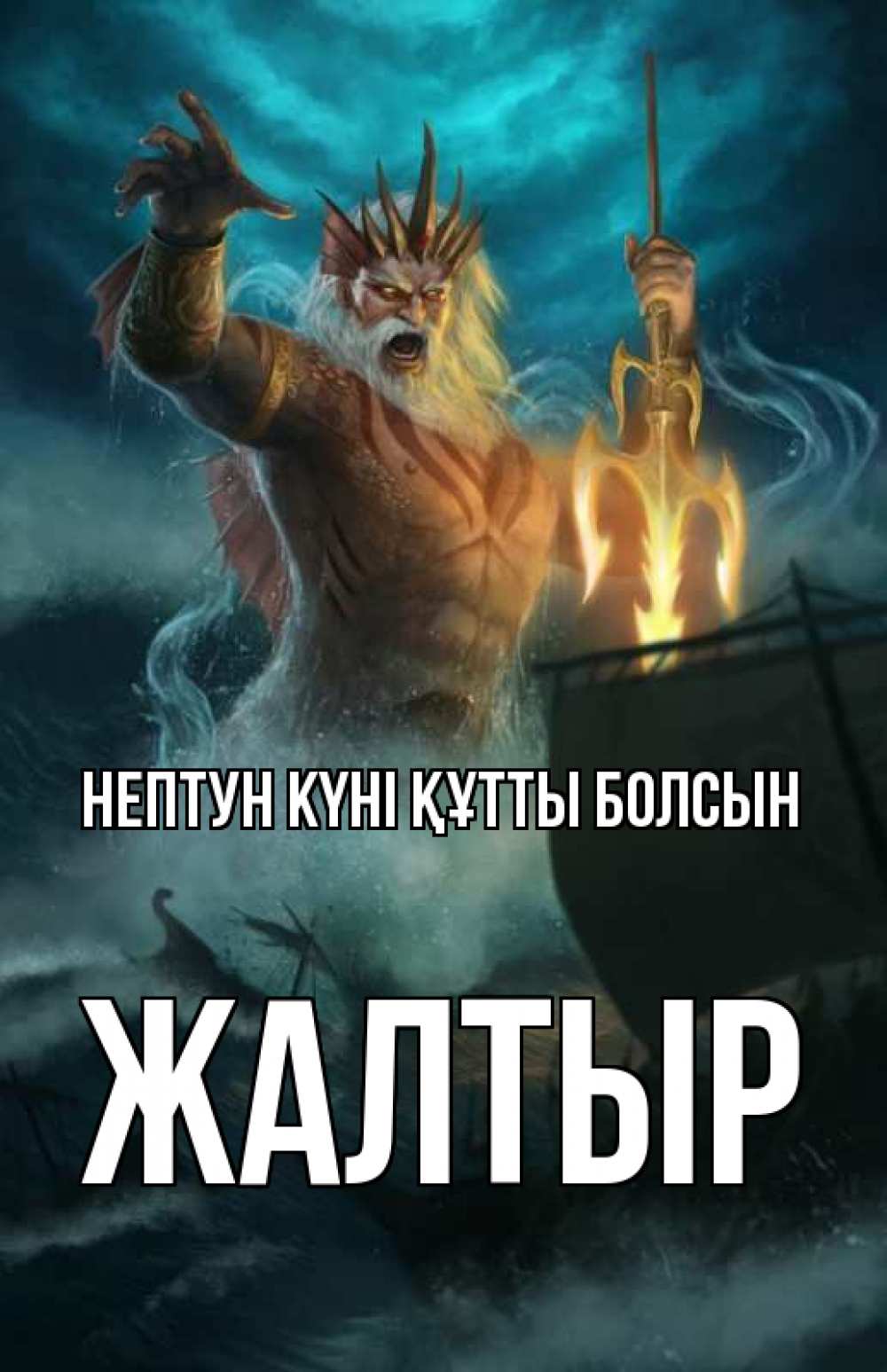 Күн сайын ашық хат с именем, Жалтыр нептун күні құтты болсын с днем Нептуна Онлайн тегін жүктеп алу тілектері бар керемет карта 