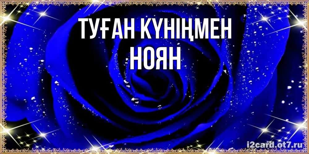 Күн сайын ашық хат с именем, НОЯН Туған күніңмен голубые цветы в росе Онлайн тегін жүктеп алу тілектері бар керемет карта 