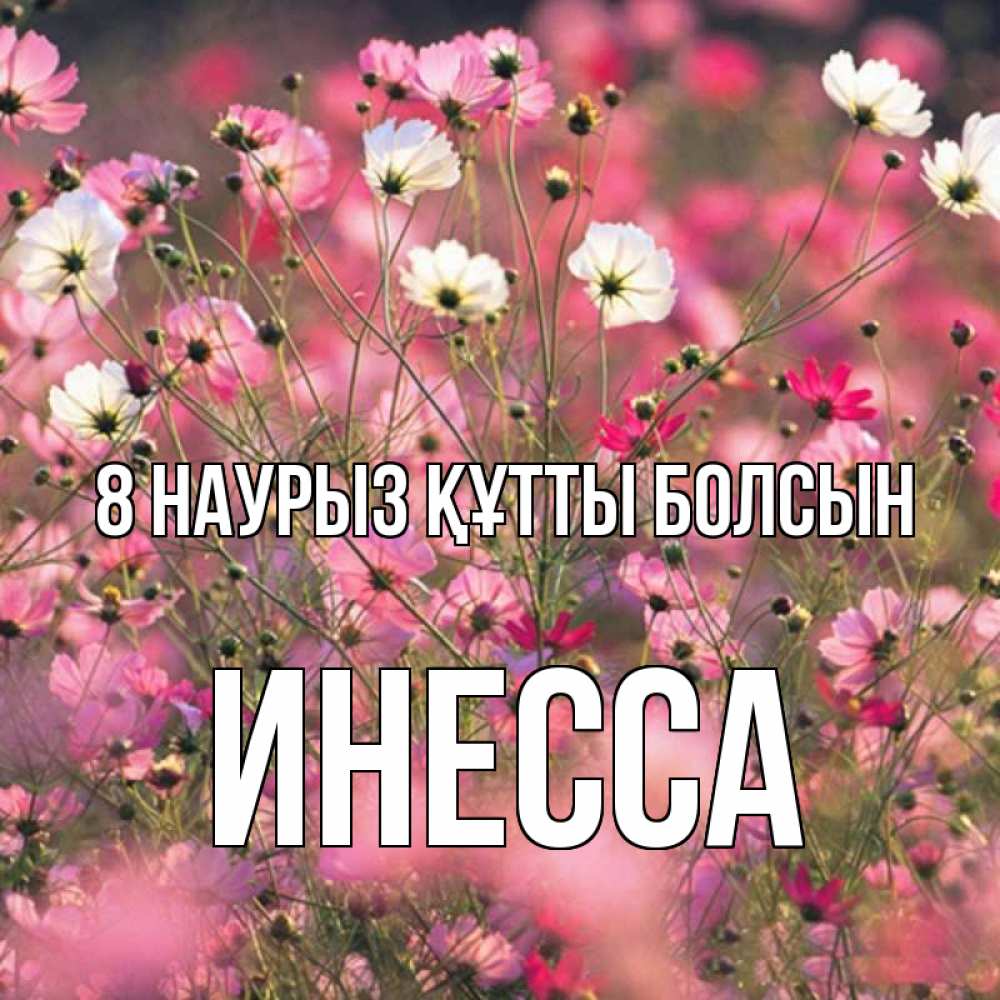 Күн сайын ашық хат с именем, Инесса 8 наурыз құтты болсын красиво 1 Онлайн тегін жүктеп алу тілектері бар керемет карта 