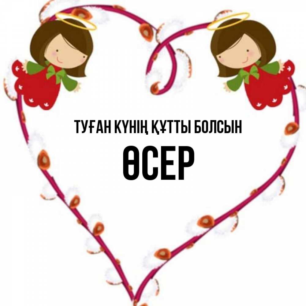 Күн сайын ашық хат с именем, ӨСЕР Туған күнің құтты болсын рамочка в виде сердца Онлайн тегін жүктеп алу тілектері бар керемет карта 