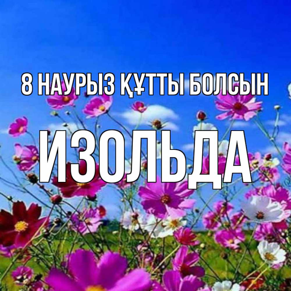 Күн сайын ашық хат с именем, Изольда 8 наурыз құтты болсын цветы Онлайн тегін жүктеп алу тілектері бар керемет карта 