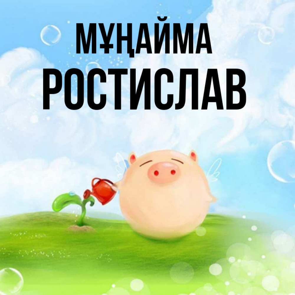 Күн сайын ашық хат с именем, Ростислав Мұңайма поливает цветок порося Онлайн тегін жүктеп алу тілектері бар керемет карта 