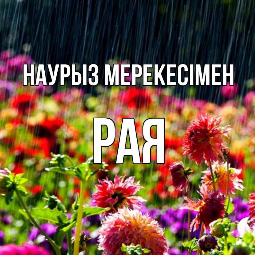 Күн сайын ашық хат с именем, Рая Наурыз мерекесімен цветы под дождиком к международному женскому дню Онлайн тегін жүктеп алу тілектері бар керемет карта 