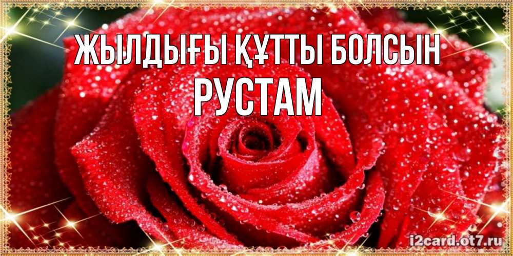 Күн сайын ашық хат с именем, Рустам Жылдығы құтты болсын роса и роза. открытка с красивой розой Онлайн тегін жүктеп алу тілектері бар керемет карта 
