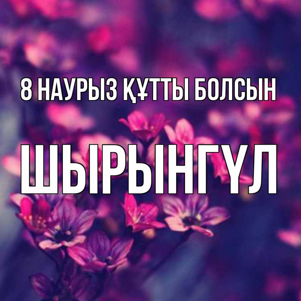 Күн сайын ашық хат с именем, ШЫРЫНГҮЛ 8 наурыз құтты болсын небольшие цветы 1 Онлайн тегін жүктеп алу тілектері бар керемет карта 