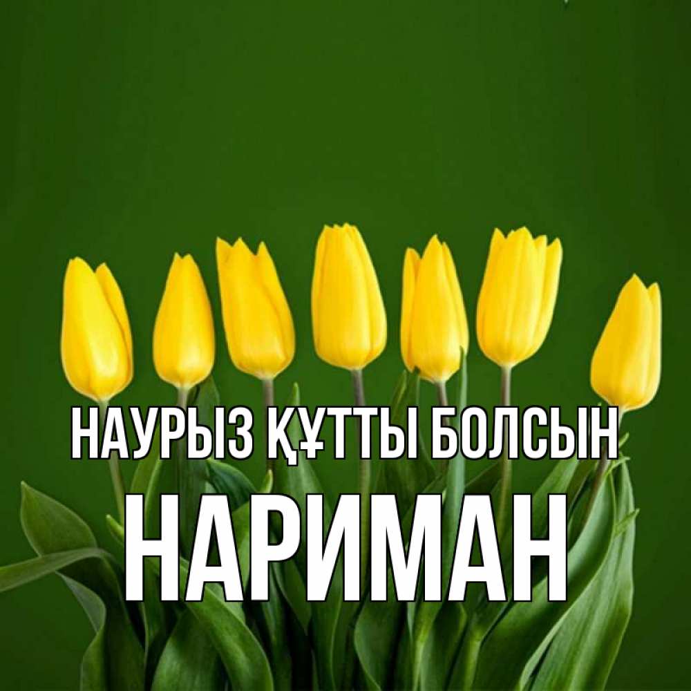 Күн сайын ашық хат с именем, НАРИМАН Наурыз құтты болсын желтого цвета 3 Онлайн тегін жүктеп алу тілектері бар керемет карта 