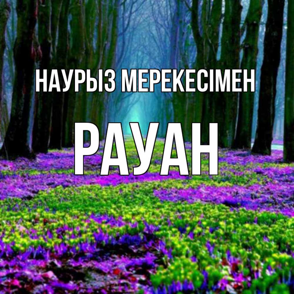 Күн сайын ашық хат с именем, РАУАН Наурыз мерекесімен фиолетовые цветы в лесу 1 Онлайн тегін жүктеп алу тілектері бар керемет карта 