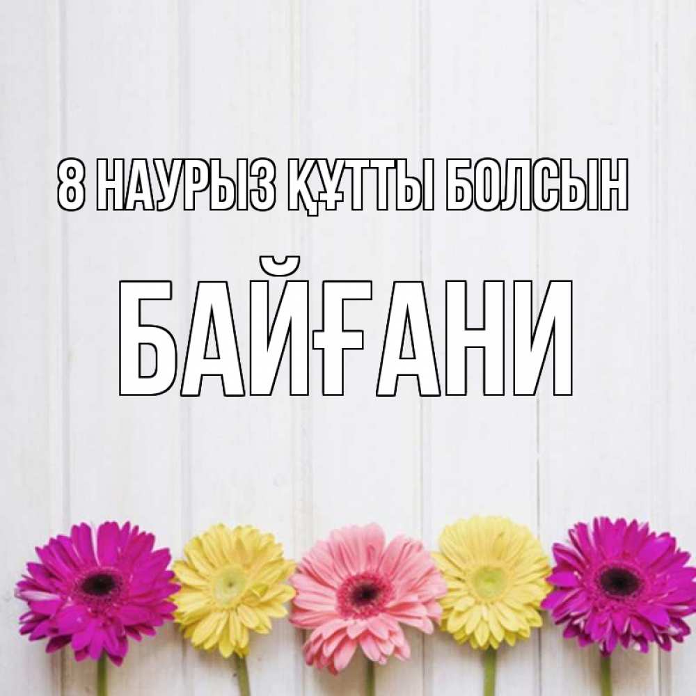 Күн сайын ашық хат с именем, Байғани 8 наурыз құтты болсын женщинам 1 Онлайн тегін жүктеп алу тілектері бар керемет карта 