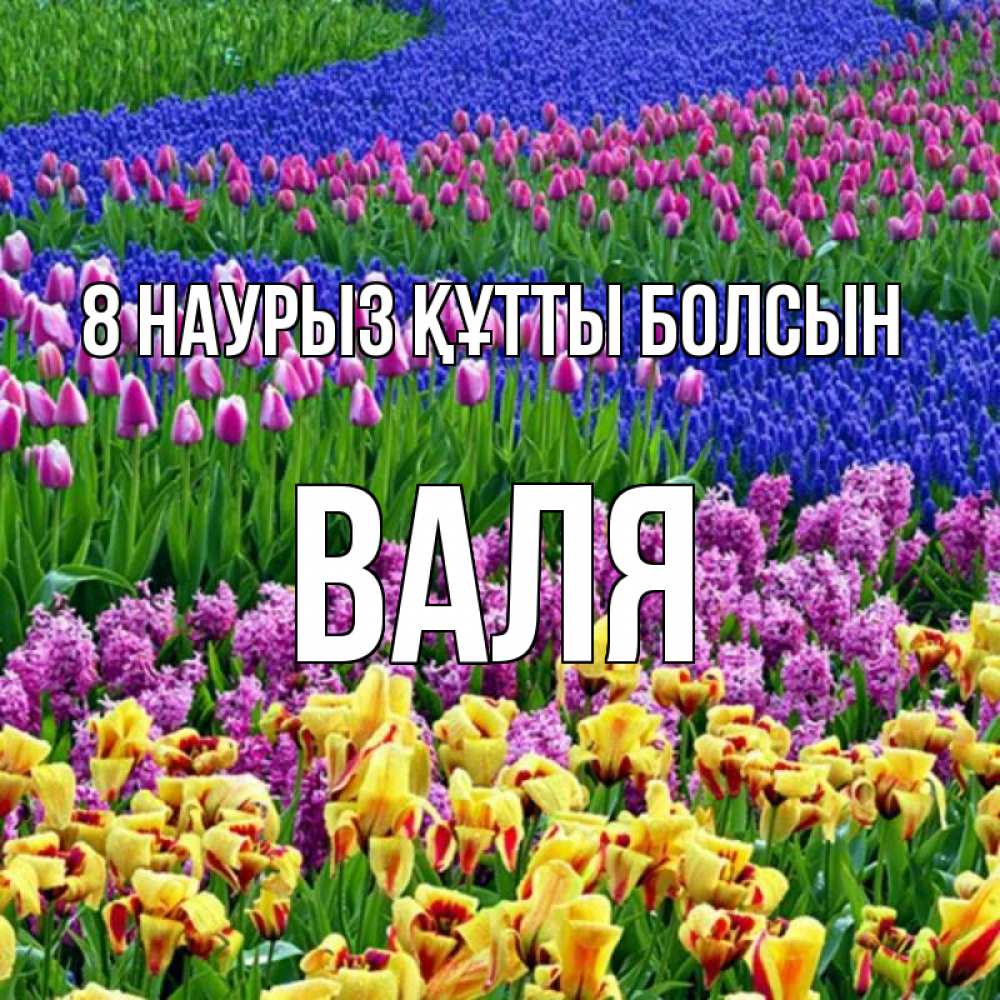 Күн сайын ашық хат с именем, Валя 8 наурыз құтты болсын цветы Онлайн тегін жүктеп алу тілектері бар керемет карта 