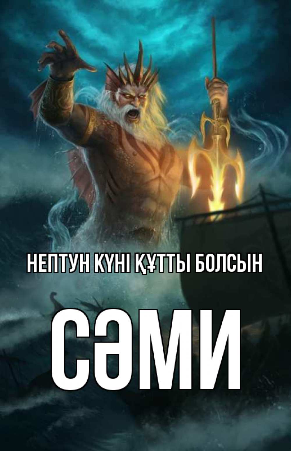 Күн сайын ашық хат с именем, СӘМИ нептун күні құтты болсын с днем Нептуна Онлайн тегін жүктеп алу тілектері бар керемет карта 