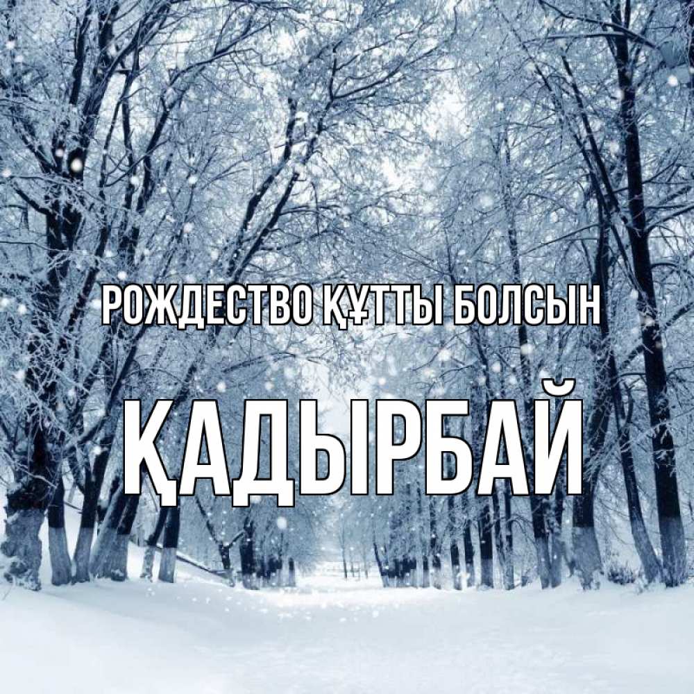 Күн сайын ашық хат с именем, Қадырбай Рождество құтты болсын снег, лес, парк Онлайн тегін жүктеп алу тілектері бар керемет карта 