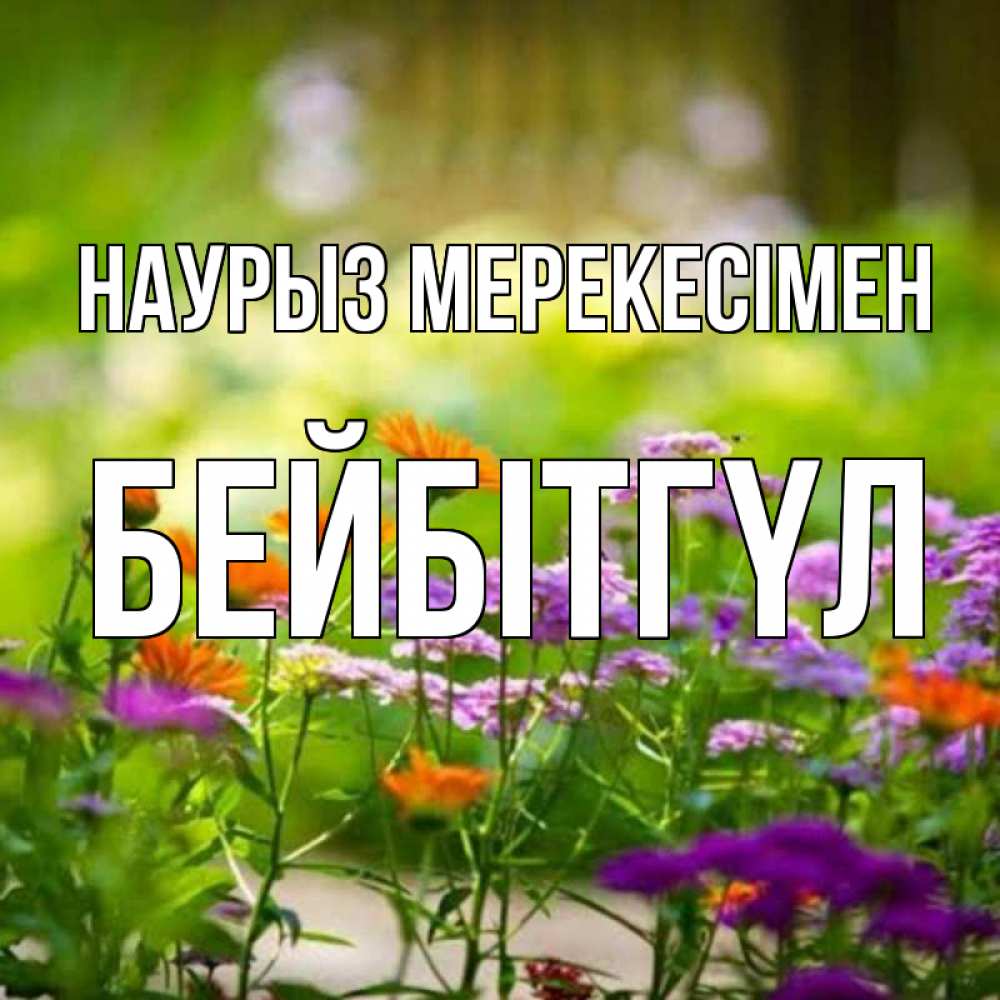 Күн сайын ашық хат с именем, БЕЙБІТГҮЛ Наурыз мерекесімен цветы Онлайн тегін жүктеп алу тілектері бар керемет карта 