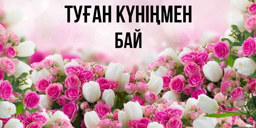 Күн сайын ашық хат с именем, Бай Туған күніңмен открытка с разными розами Онлайн тегін жүктеп алу тілектері бар керемет карта 