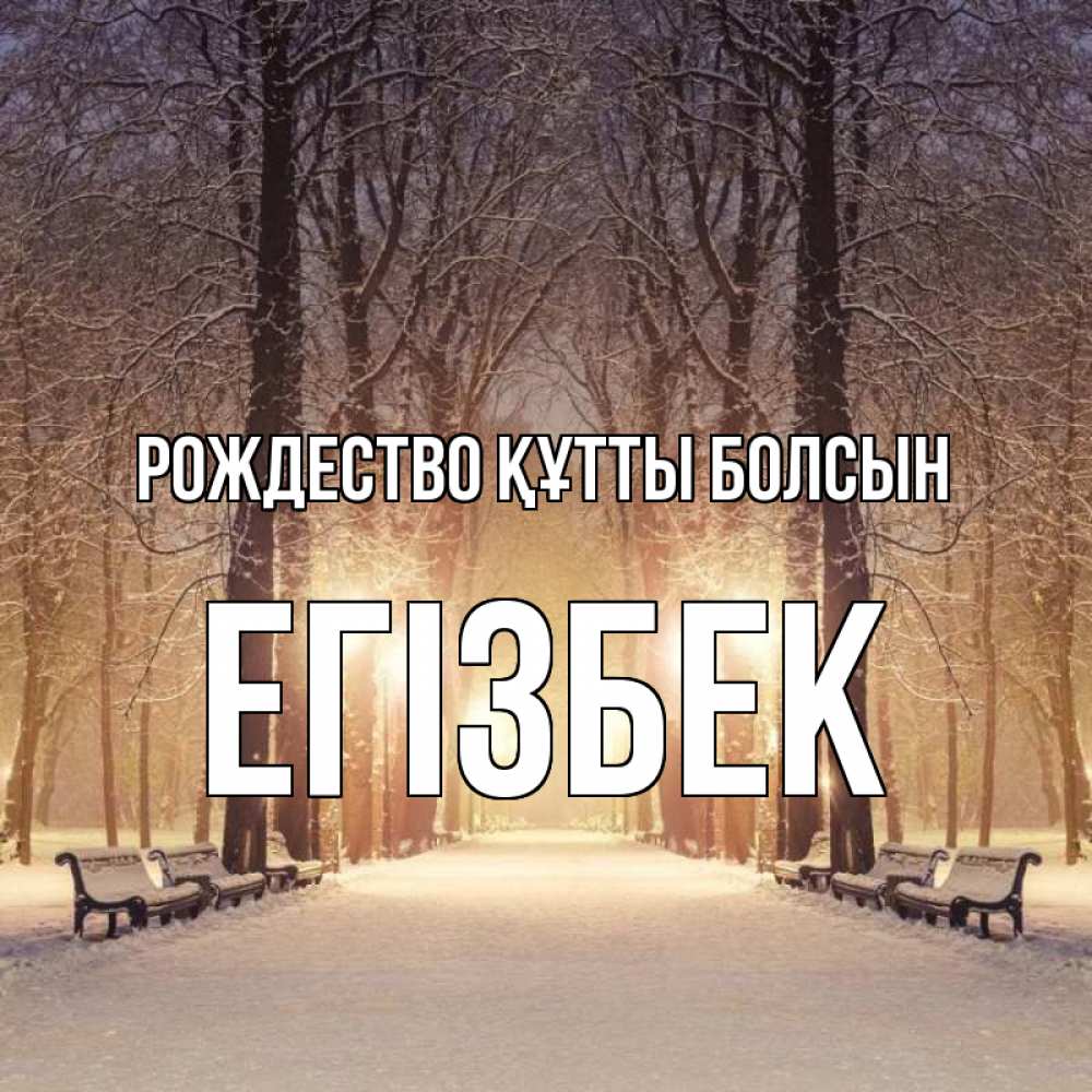 Күн сайын ашық хат с именем, Егізбек Рождество құтты болсын зима, парк, фонарь, лес Онлайн тегін жүктеп алу тілектері бар керемет карта 