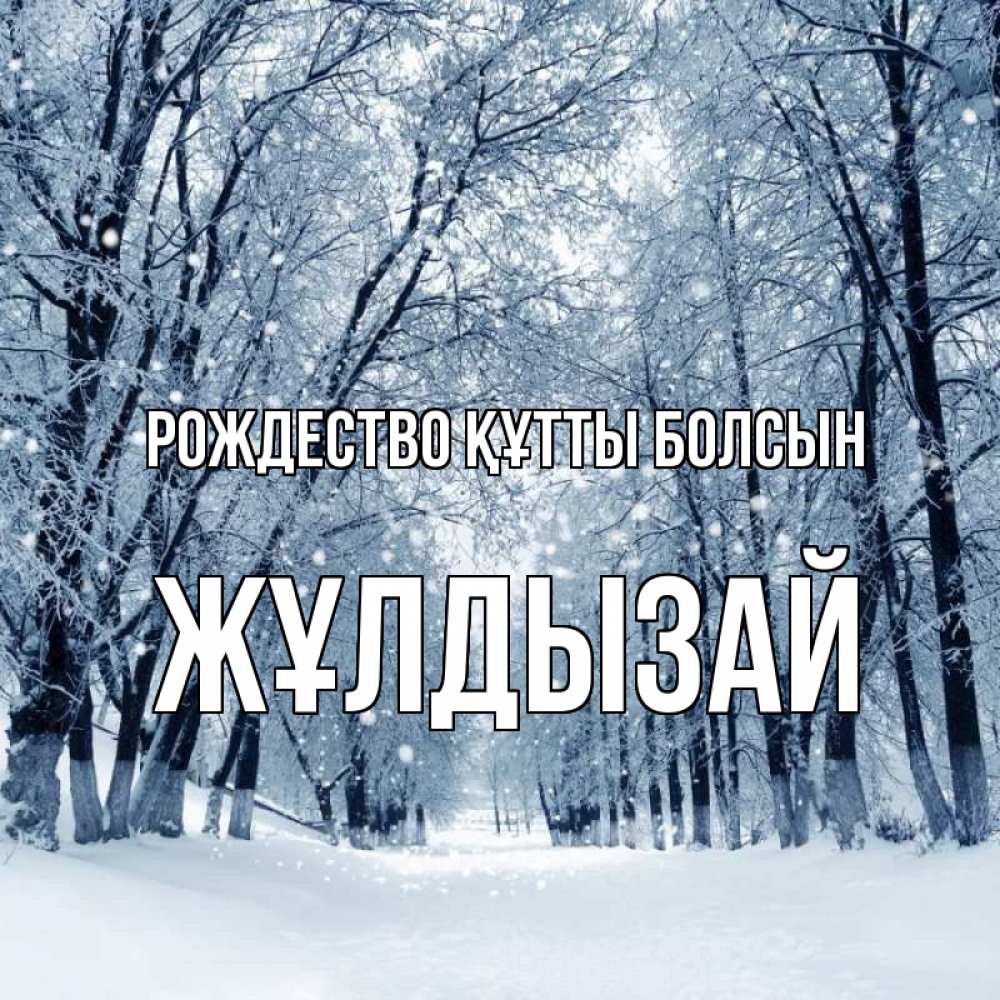 Күн сайын ашық хат с именем, ЖҰЛДЫЗАЙ Рождество құтты болсын снег, лес, парк Онлайн тегін жүктеп алу тілектері бар керемет карта 