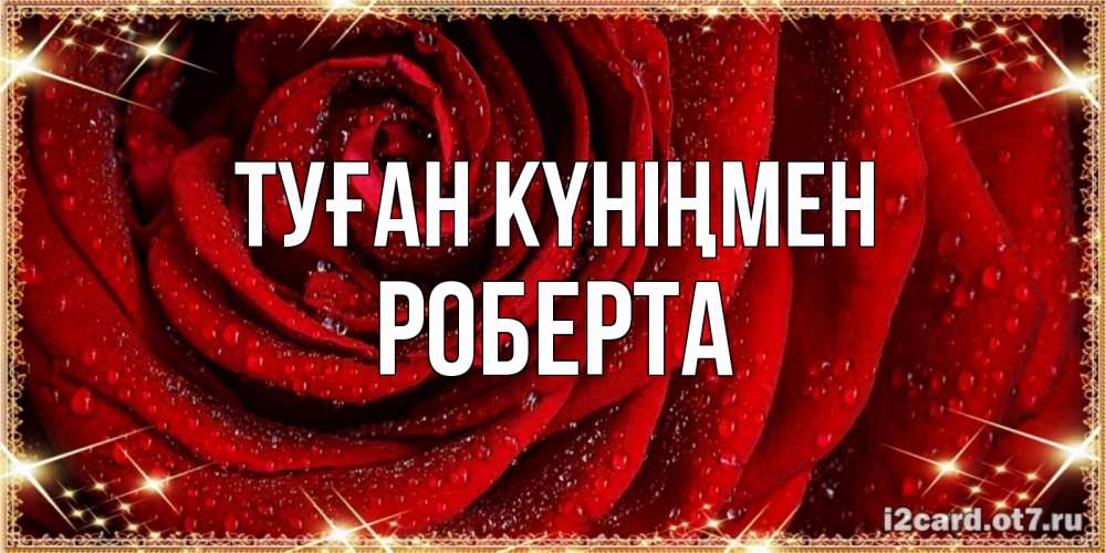 Күн сайын ашық хат с именем, Роберта Туған күніңмен роса на розе блестящая в лучах солнца Онлайн тегін жүктеп алу тілектері бар керемет карта 