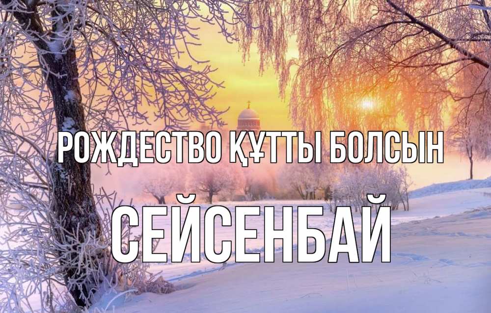Күн сайын ашық хат с именем, СЕЙСЕНБАЙ Рождество құтты болсын рождество, лес, зима 1 Онлайн тегін жүктеп алу тілектері бар керемет карта 