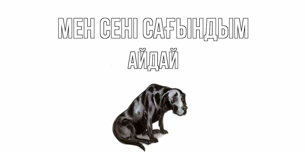 Күн сайын ашық хат с именем, АЙДАЙ Мен сені сағындым я по тебе скучаю открытка с собакой Онлайн тегін жүктеп алу тілектері бар керемет карта 