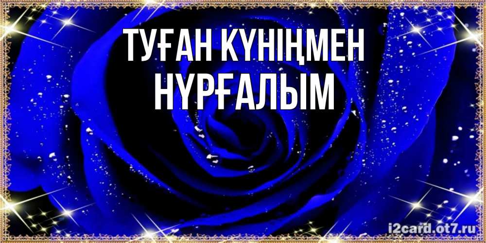 Күн сайын ашық хат с именем, НҮРҒАЛЫМ Туған күніңмен голубые цветы в росе Онлайн тегін жүктеп алу тілектері бар керемет карта 