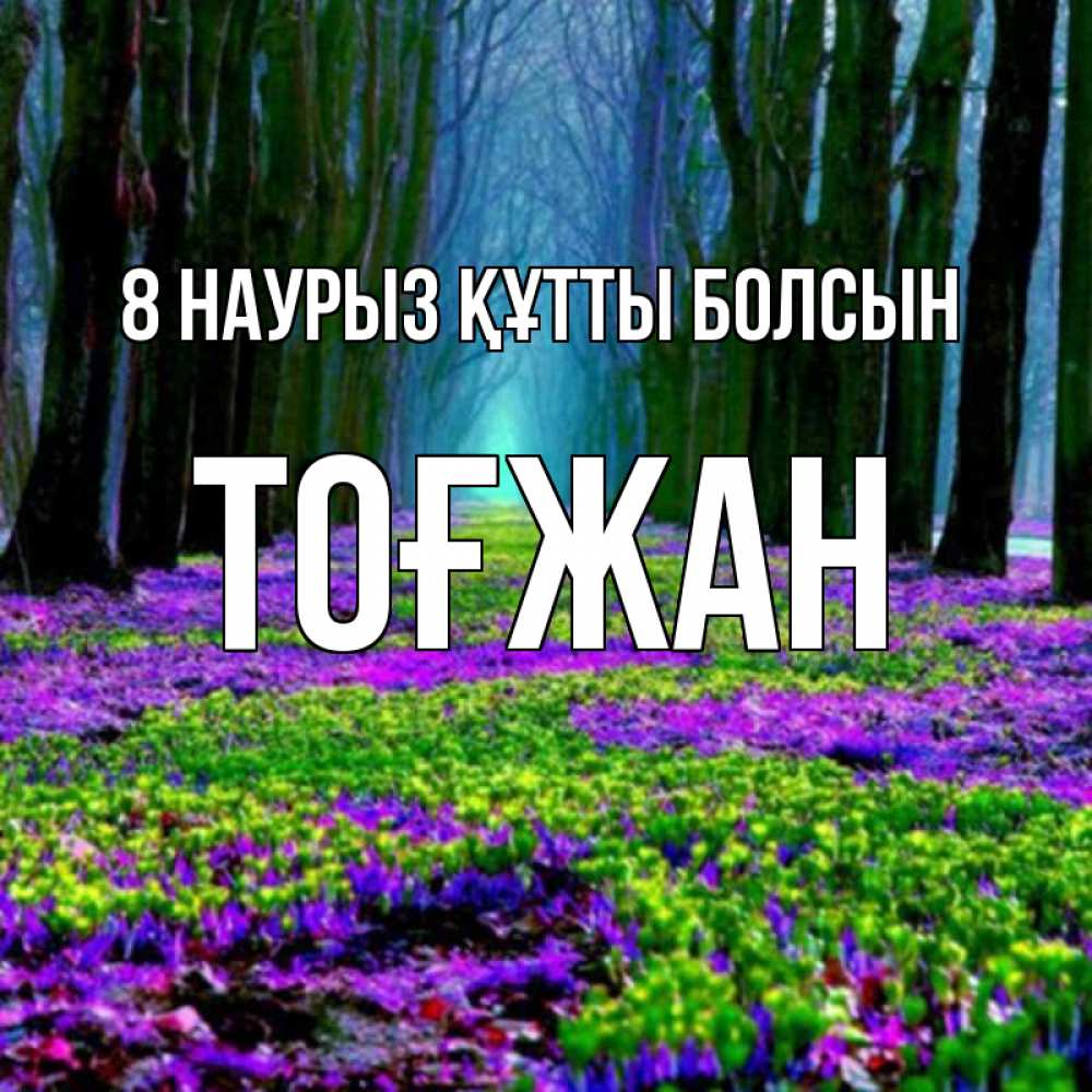 Күн сайын ашық хат с именем, ТОҒЖАН 8 наурыз құтты болсын фиолетовые цветы в лесу 1 Онлайн тегін жүктеп алу тілектері бар керемет карта 