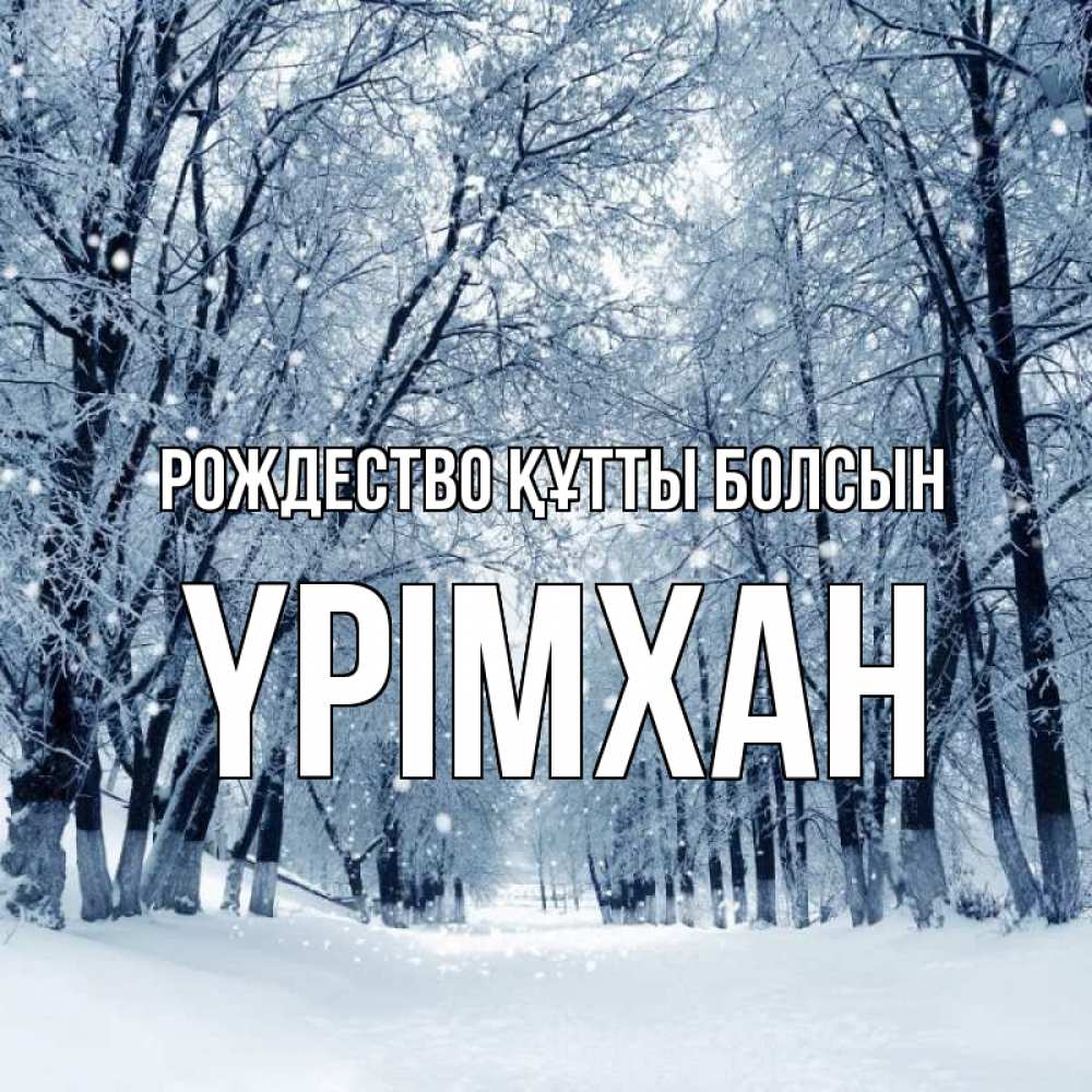 Күн сайын ашық хат с именем, Үрімхан Рождество құтты болсын снег, лес, парк Онлайн тегін жүктеп алу тілектері бар керемет карта 