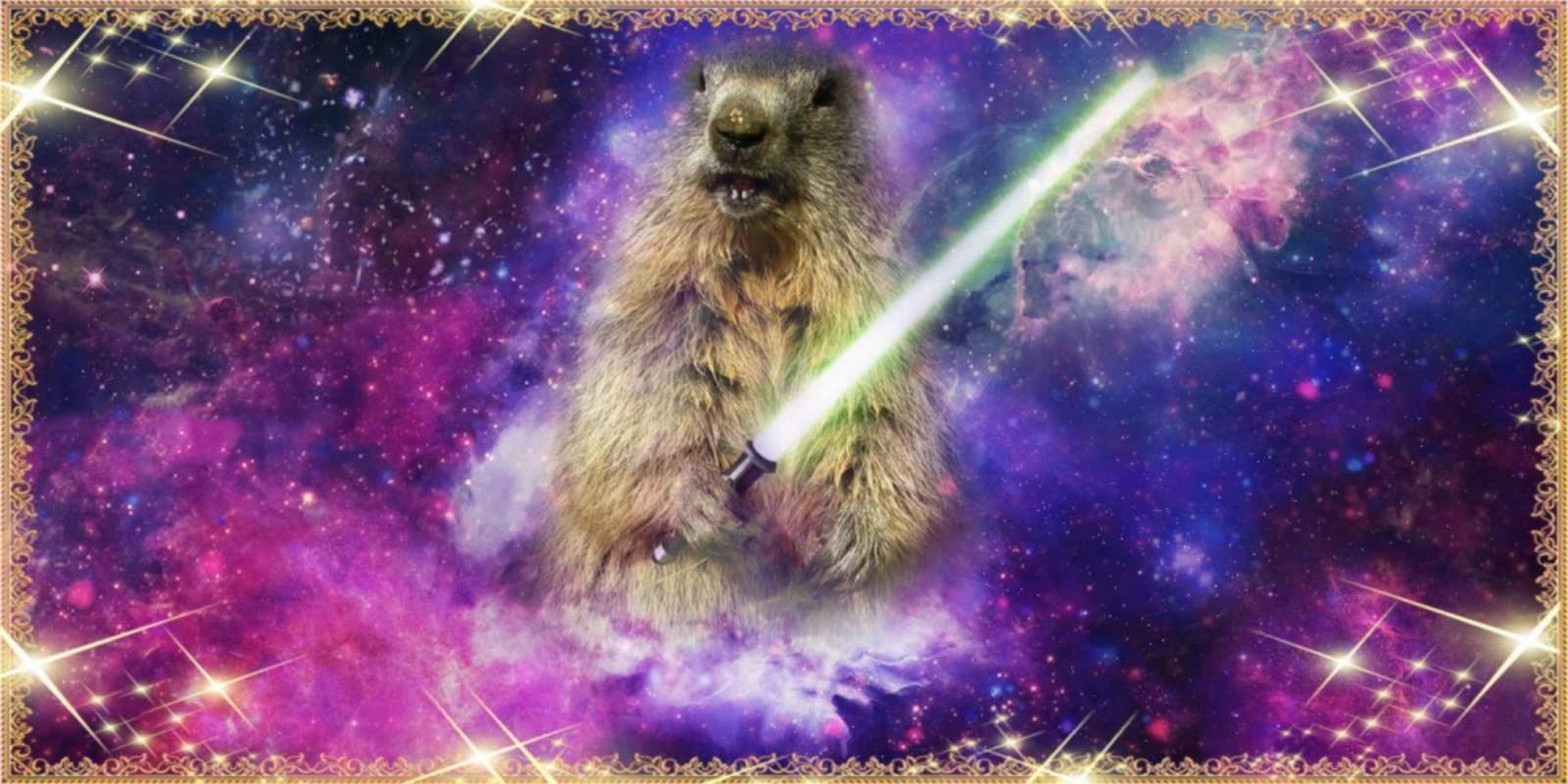 Открытка сурок джедай в космосе спокойной ночи  в стиле звездных войн Қайырлы түн 