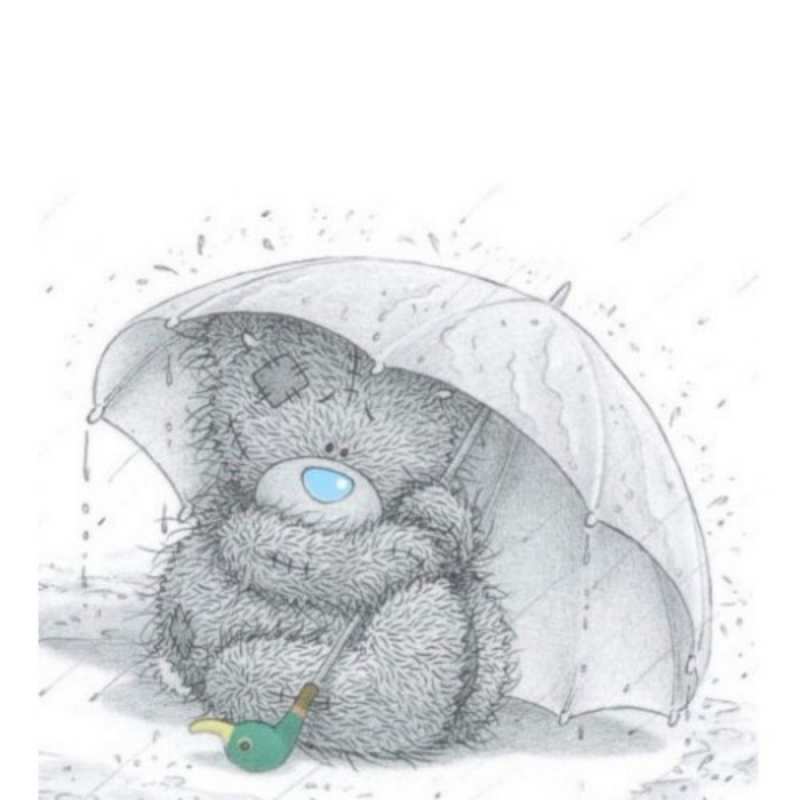 Открытка тедди под дождем  медвежонок с зонтом  Мұңайма 