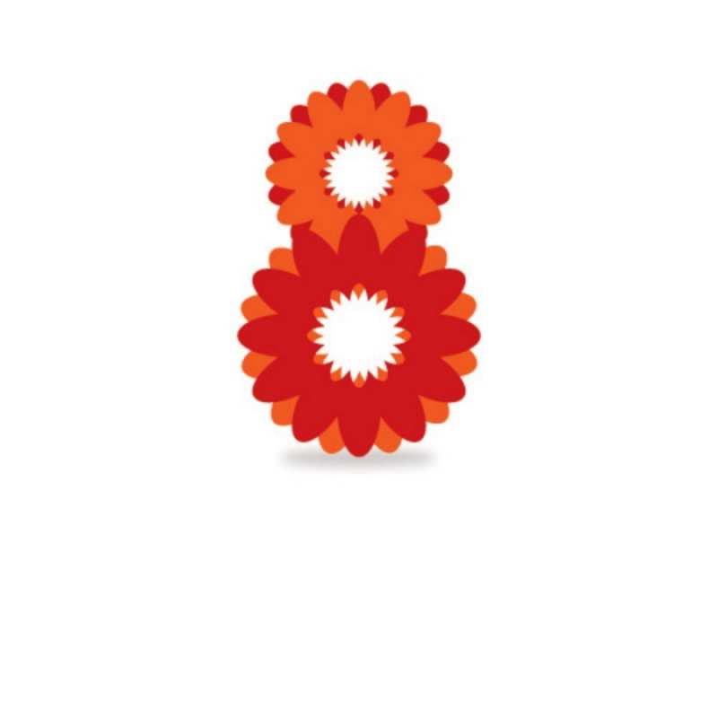 Открытка открытка с цифрой 8  восьмерка из лепестков  8 наурыз құтты болсын 