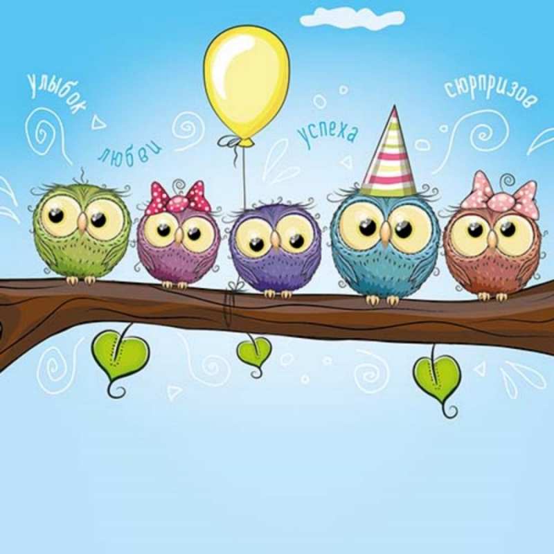 Открытка Чудики  совы  Туған күніңмен 