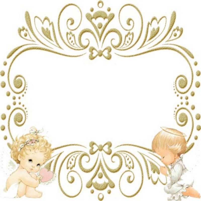 Открытка Ангелы и красивая рамочка  с именинами поздравляют два красивых ангела. Один с сердечком другой молится  Туған күнің құтты болсын 