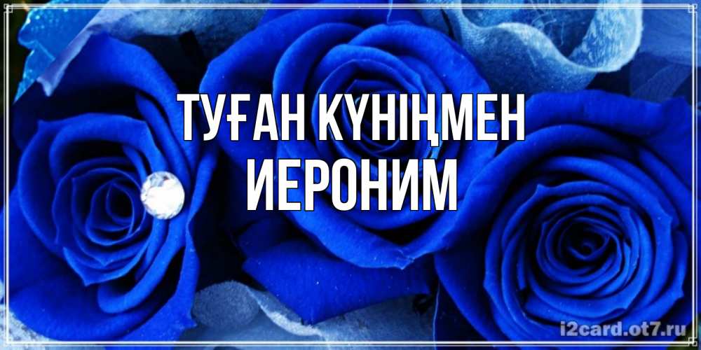 Күн сайын ашық хат с именем, Иероним Туған күніңмен синие розы в росе Онлайн тегін жүктеп алу тілектері бар керемет карта 
