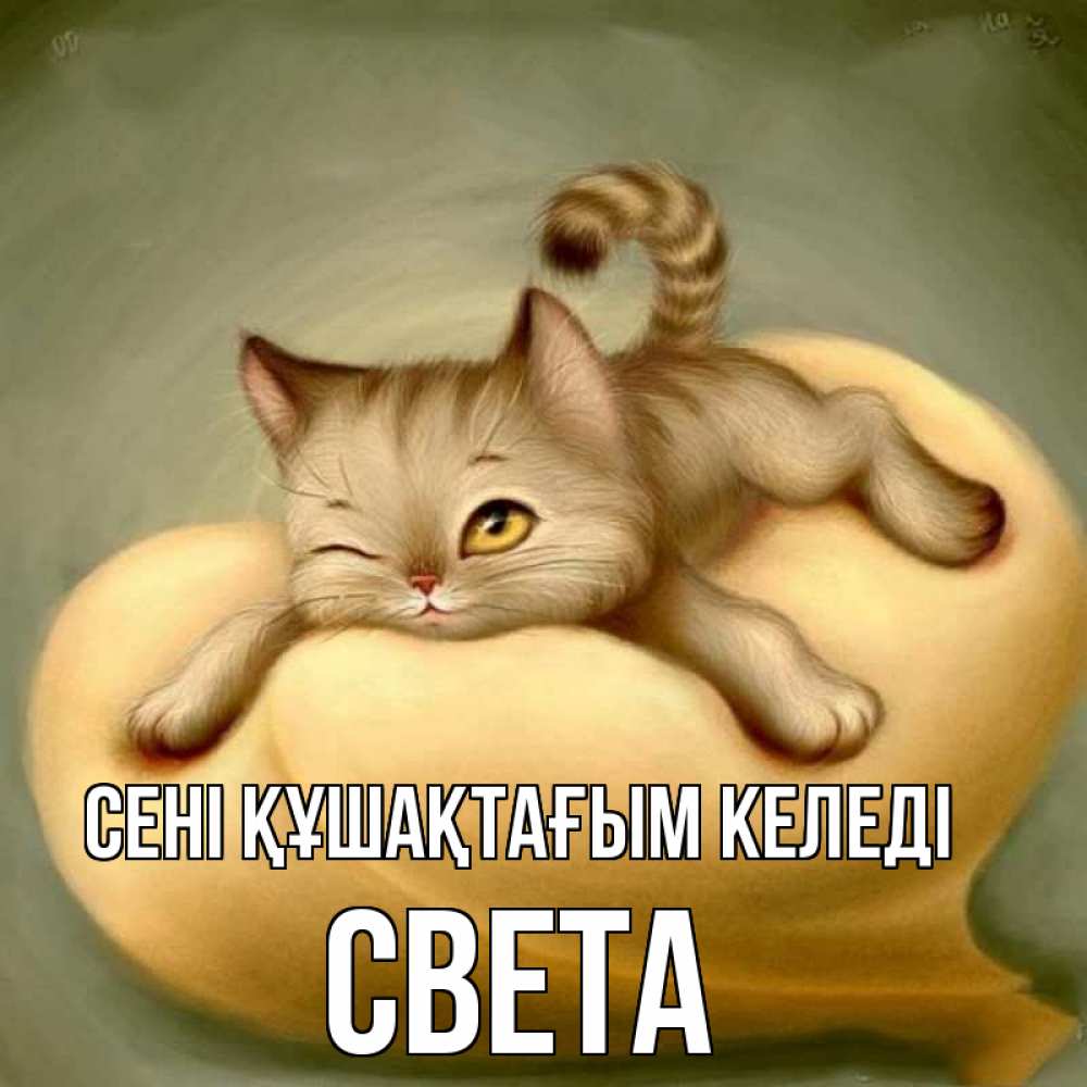 Күн сайын ашық хат с именем, Света сені құшақтағым келеді кошечка Онлайн тегін жүктеп алу тілектері бар керемет карта 