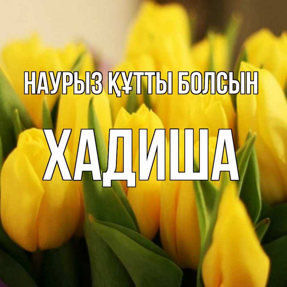 Күн сайын ашық хат с именем, ХАДИША Наурыз құтты болсын цветы Онлайн тегін жүктеп алу тілектері бар керемет карта 