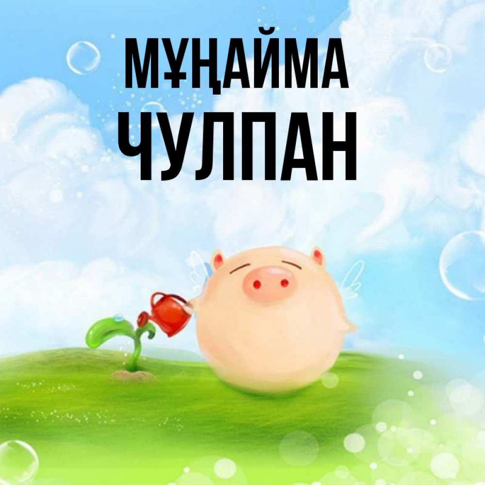 Күн сайын ашық хат с именем, Чулпан Мұңайма поливает цветок порося Онлайн тегін жүктеп алу тілектері бар керемет карта 