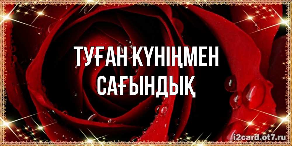 Күн сайын ашық хат с именем, САҒЫНДЫҚ Туған күніңмен цветок в росе на день рождения Онлайн тегін жүктеп алу тілектері бар керемет карта 