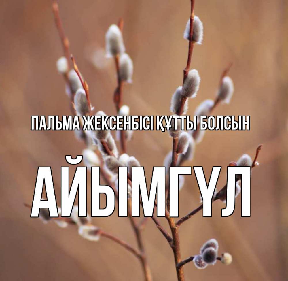 Күн сайын ашық хат с именем, АЙЫМГҮЛ Пальма жексенбісі құтты болсын верба Онлайн тегін жүктеп алу тілектері бар керемет карта 