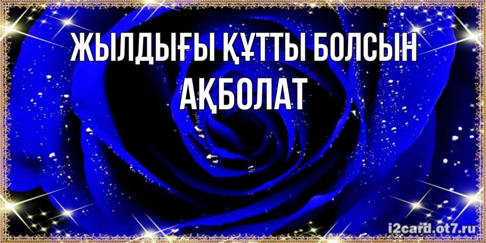 Күн сайын ашық хат с именем, Ақболат Жылдығы құтты болсын голубые цветы в росе Онлайн тегін жүктеп алу тілектері бар керемет карта 