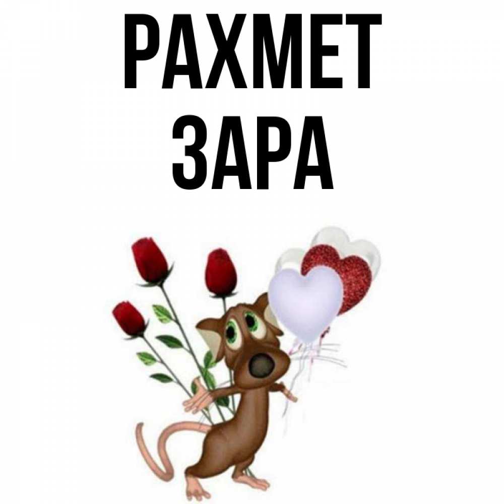 Күн сайын ашық хат с именем, ЗАРА рахмет песик с шариками в форме сердец Онлайн тегін жүктеп алу тілектері бар керемет карта 