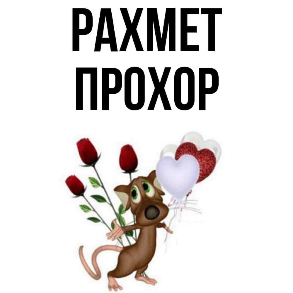 Күн сайын ашық хат с именем, Прохор рахмет песик с шариками в форме сердец Онлайн тегін жүктеп алу тілектері бар керемет карта 