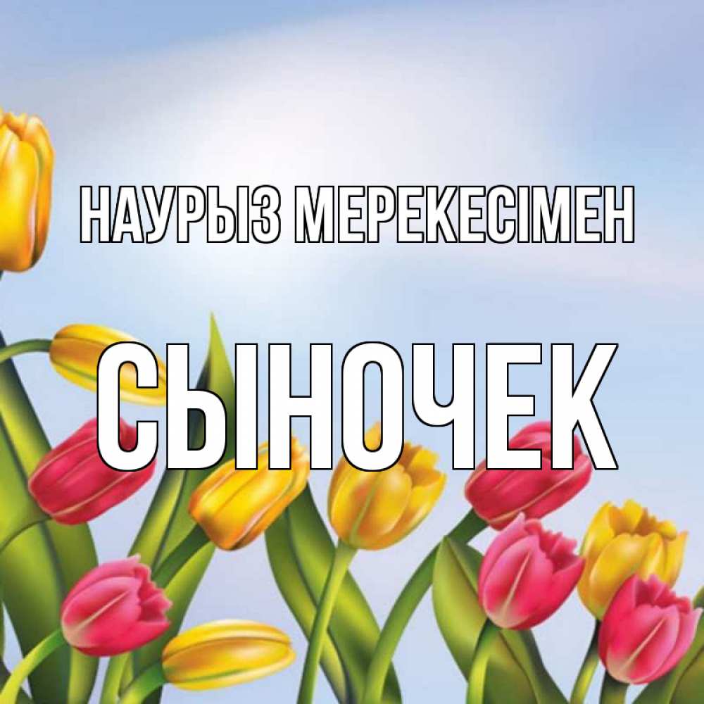 Күн сайын ашық хат с именем, Сыночек Наурыз мерекесімен праздник весны наурыз Онлайн тегін жүктеп алу тілектері бар керемет карта 
