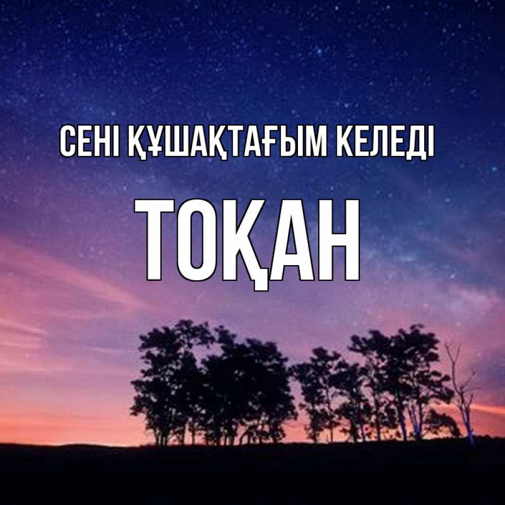Күн сайын ашық хат с именем, ТОҚАН сені құшақтағым келеді силуэты деревьев Онлайн тегін жүктеп алу тілектері бар керемет карта 