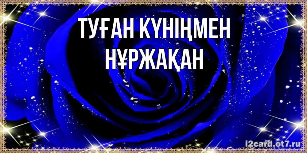 Күн сайын ашық хат с именем, НҰРЖАҚАН Туған күніңмен голубые цветы в росе Онлайн тегін жүктеп алу тілектері бар керемет карта 