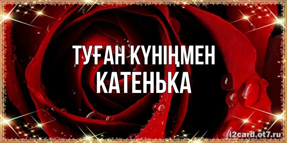 Күн сайын ашық хат с именем, Катенька Туған күніңмен цветок в росе на день рождения Онлайн тегін жүктеп алу тілектері бар керемет карта 