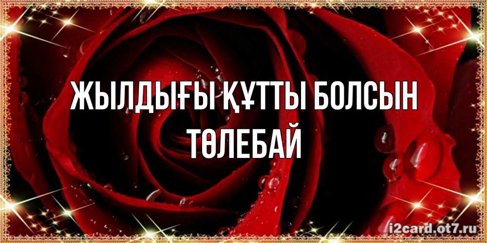 Күн сайын ашық хат с именем, ТӨЛЕБАЙ Жылдығы құтты болсын цветок в росе на день рождения Онлайн тегін жүктеп алу тілектері бар керемет карта 